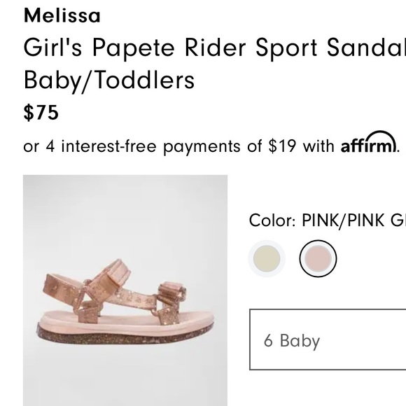 Mini Melissa Baby Girl Jelly Sandals - PINK GLITTER - Picture 5 of 5